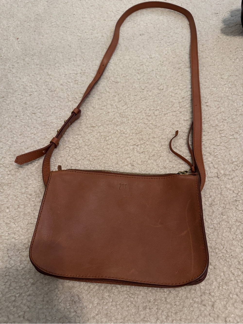 Madewell "The Simple" crossbody bag with engraved “Zoe”